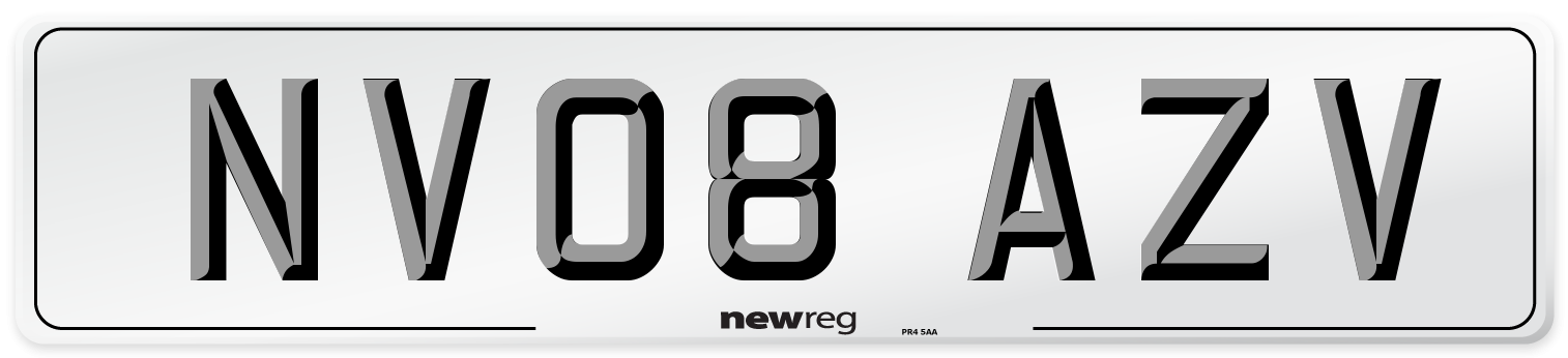 NV08 AZV Number Plate from New Reg